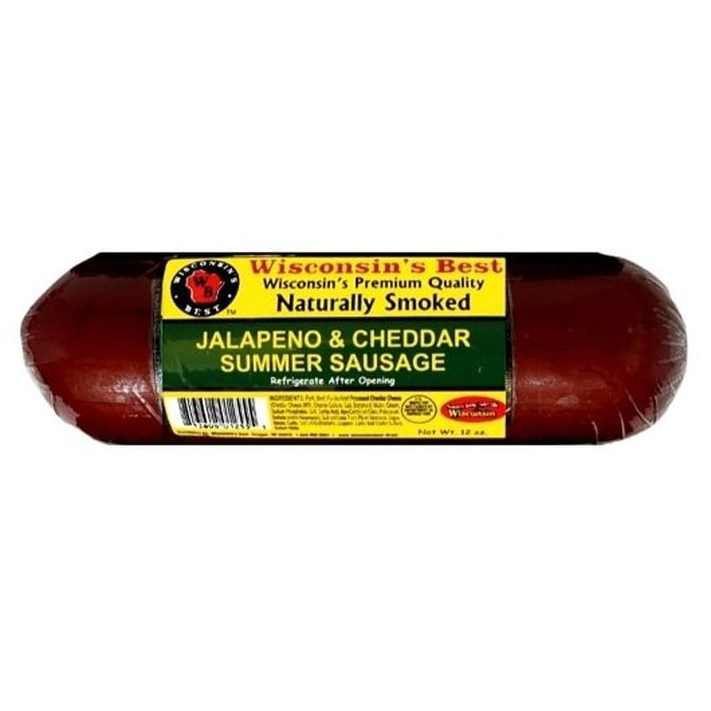 Wisconsins Best Jalapeno And Cheddar Summer Sausage, 12 Ounce -- 12 Per Case