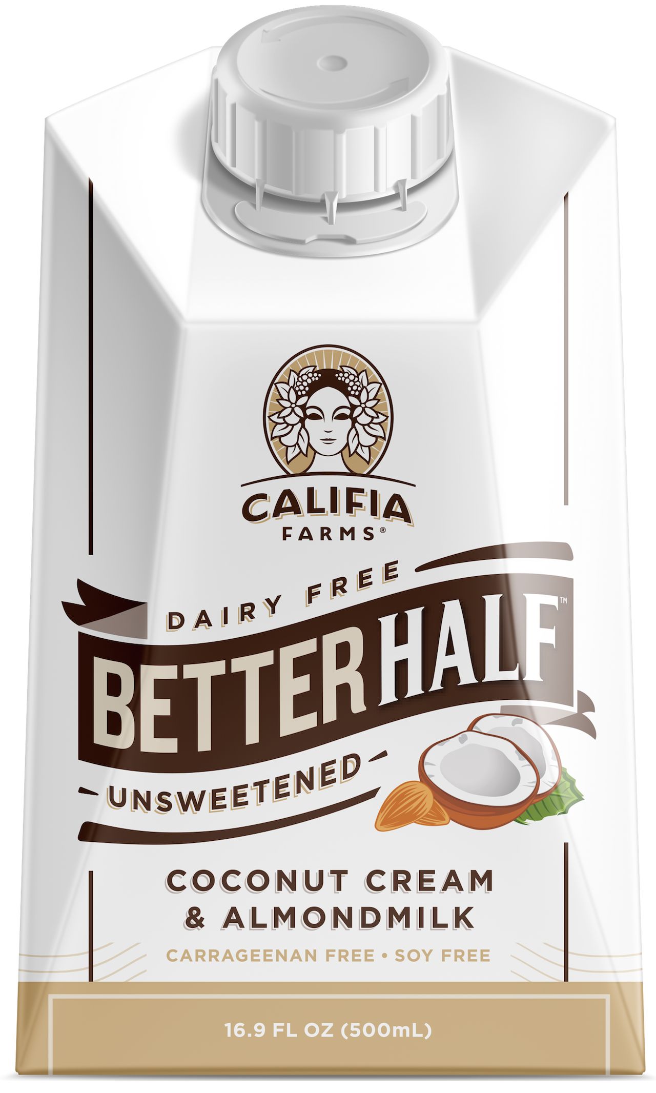 Califia Farms Unsweetened Better Half Coconut Cream And Almond Milk Creamer, 16.9 Fluid Ounce -- 6 Per Case