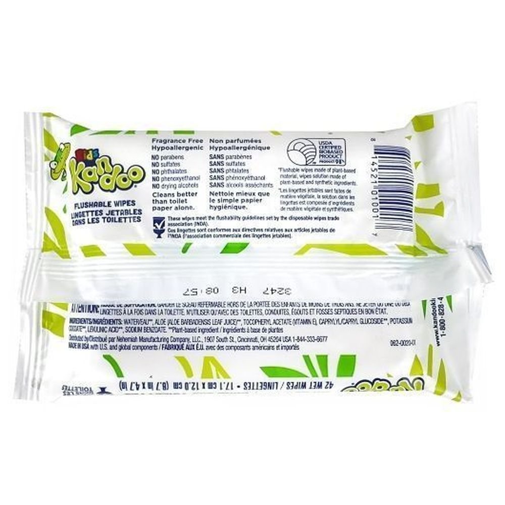 Kandoo Flushable Sensitive Hypoallergenic Cleansing Wipes, 42 Count -- 12 Per Case