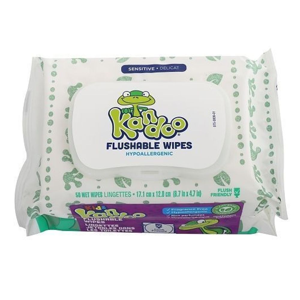 Kandoo Flushable Sensitive Hypoallergenic Cleansing Wipes, 100 Count -- 6 Per Case