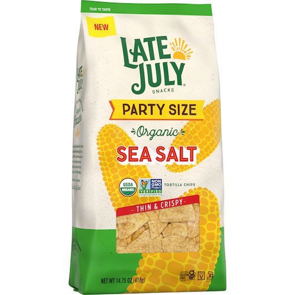 Late July Restaurant Style Sea Salt Tortilla Chips, Party Size, 14.75 Ounce -- 9 Per Case