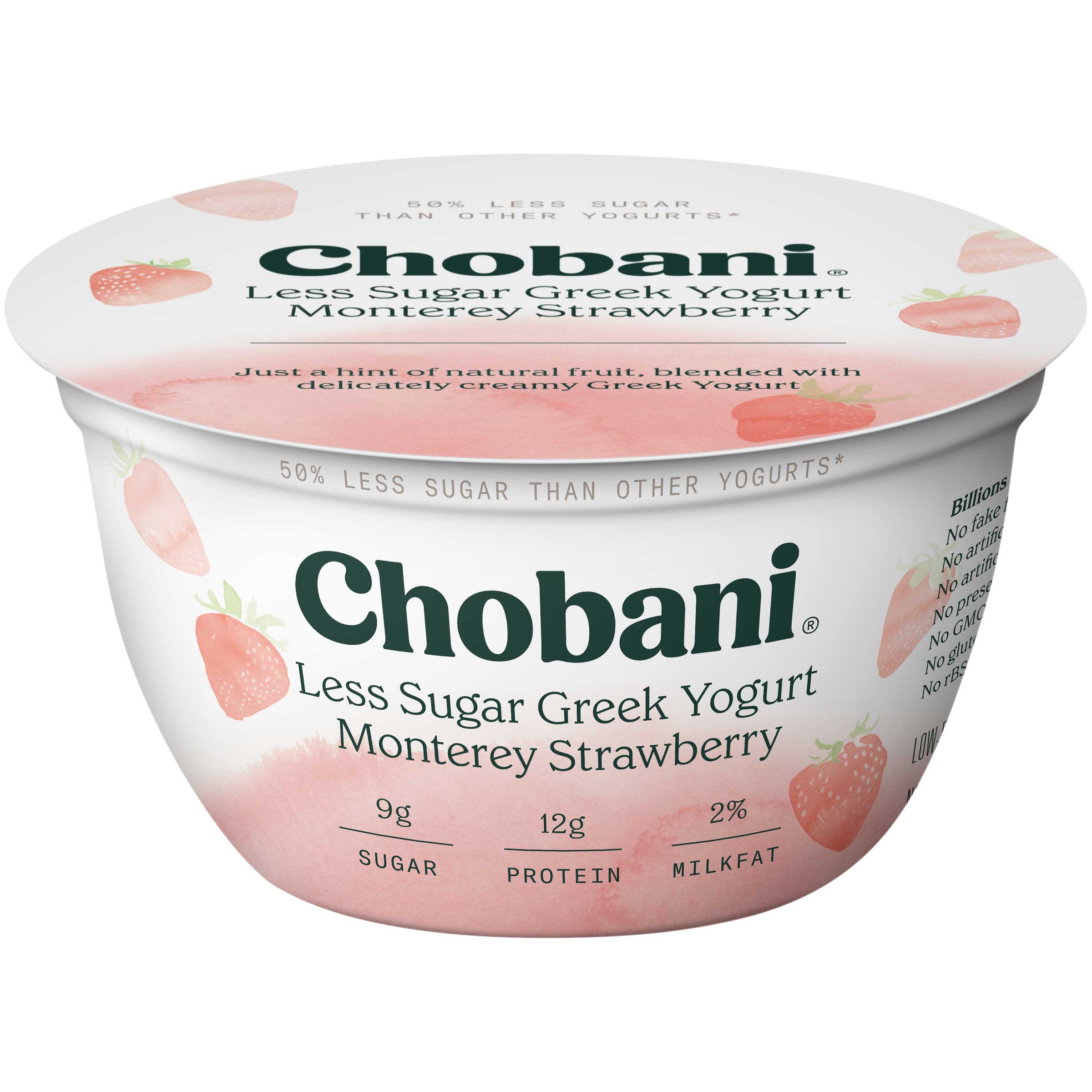 Chobani Less Sugar Monterrey Strawberry Greek Yogurt, 5.3 Ounce -- 12 Per Case