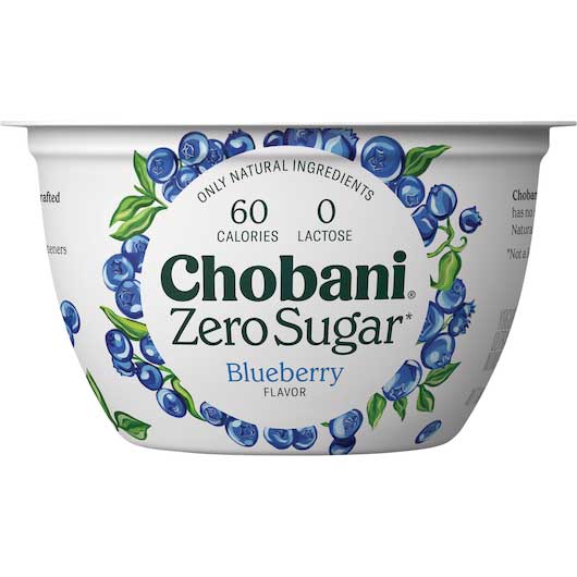 Chobani Zero Sugar Blueberry Yogurt, 5.3 Ounce -- 12 Per Case