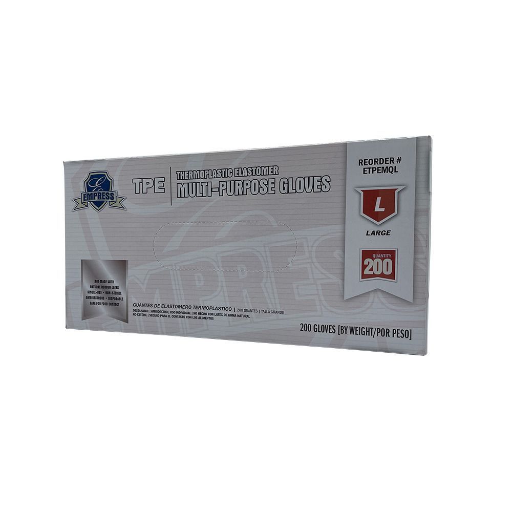 Empress Clear Large Thermoplastic Elastomer Gloves -- 2000 Per Case
