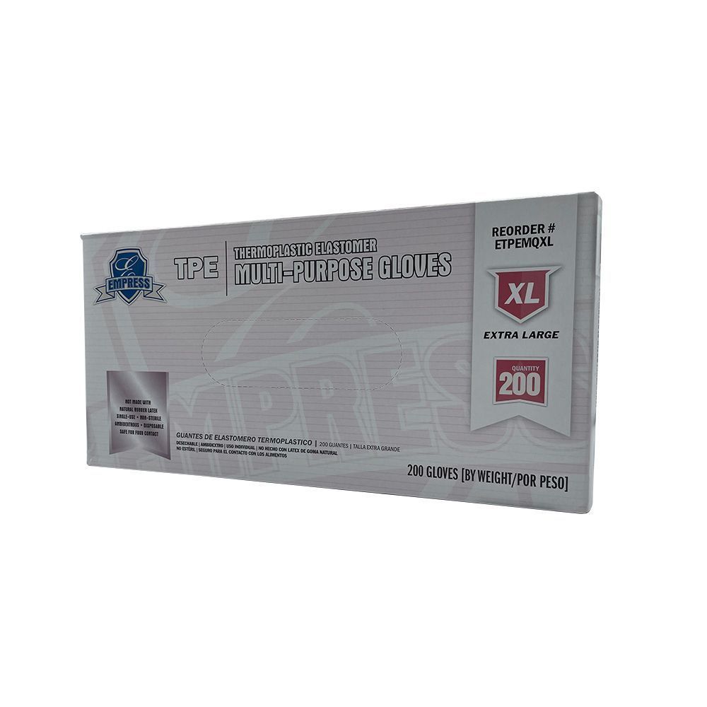 Empress Clear Extra Large Thermoplastic Elastomer Gloves -- 2000 Per Case