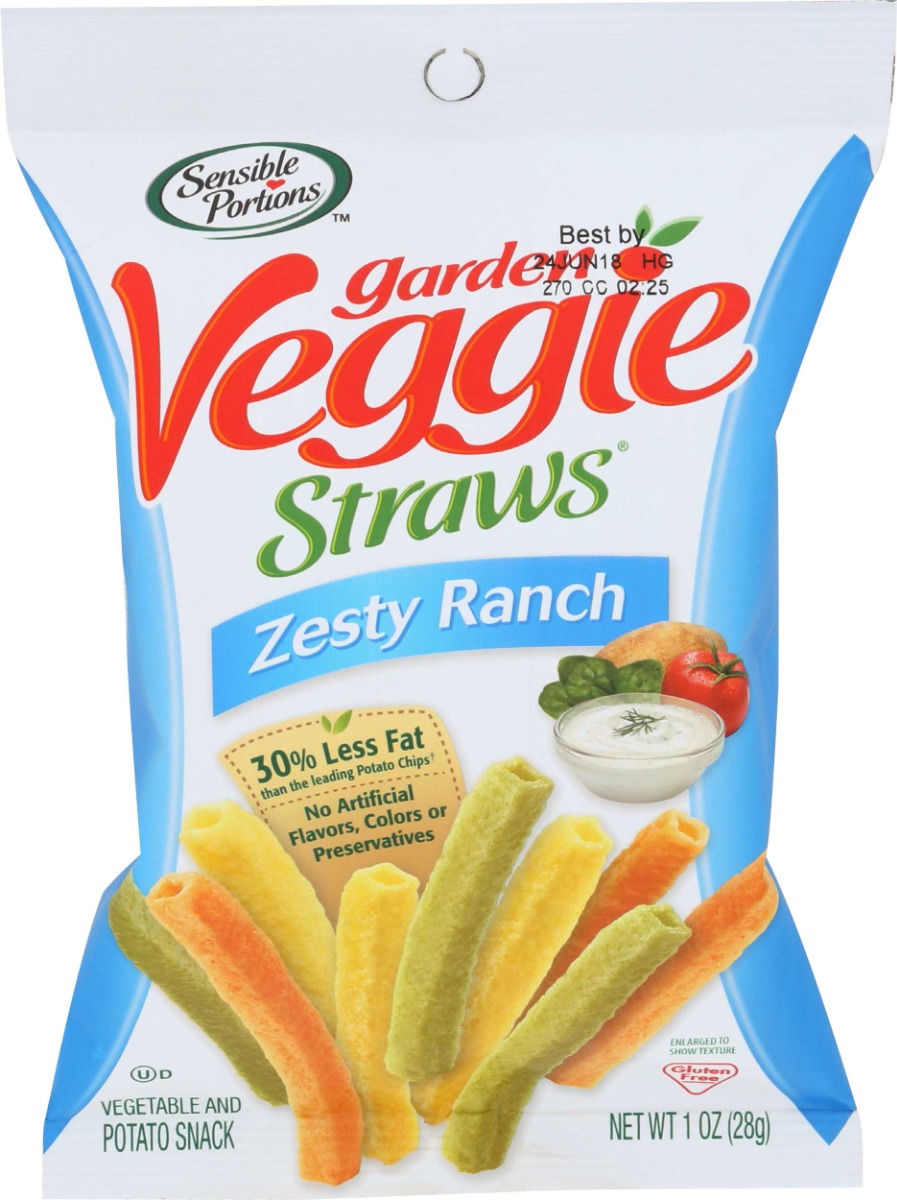 Sensible Portions Garden Zesty Ranch Veggie Straws, 1 Ounce -- 24 Per Case