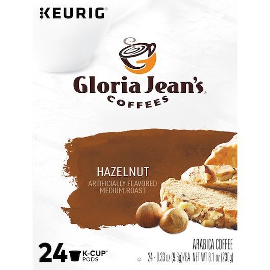 Gloria Jean's Hazelnut K-cup Coffee Pod, 24 Count -- 4 Per Case