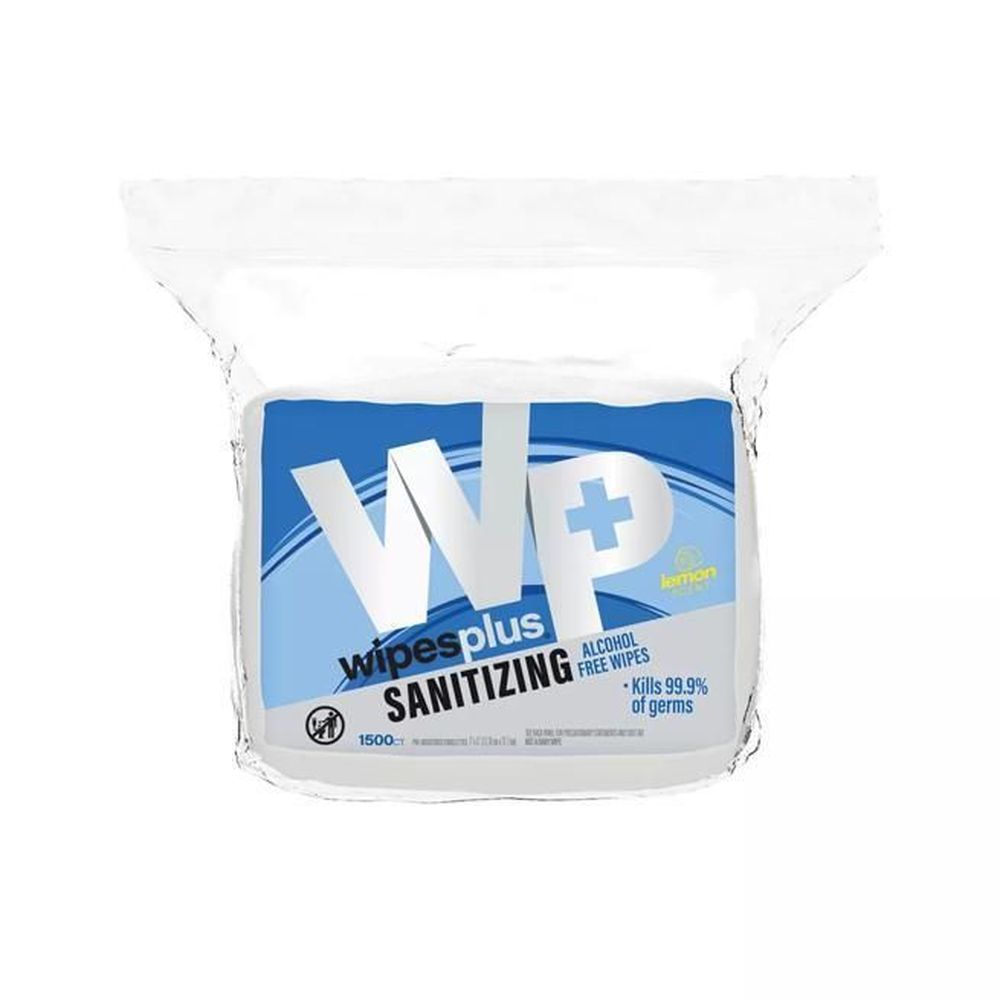 Cfs Brands Wipesplus White Hand Sanitizing Alcohol Free Wipes, Resealable Refill Bag, 1500 Count -- 4 Per Case