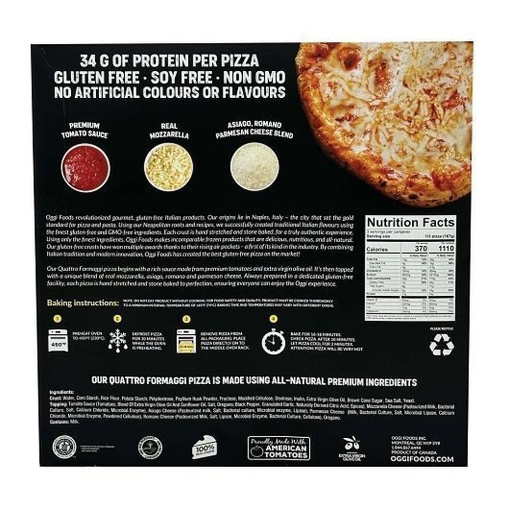 Pizza Oggi Gluten Free Quattro Formaggi Pizza, 500 Gram -- 6 Per Case
