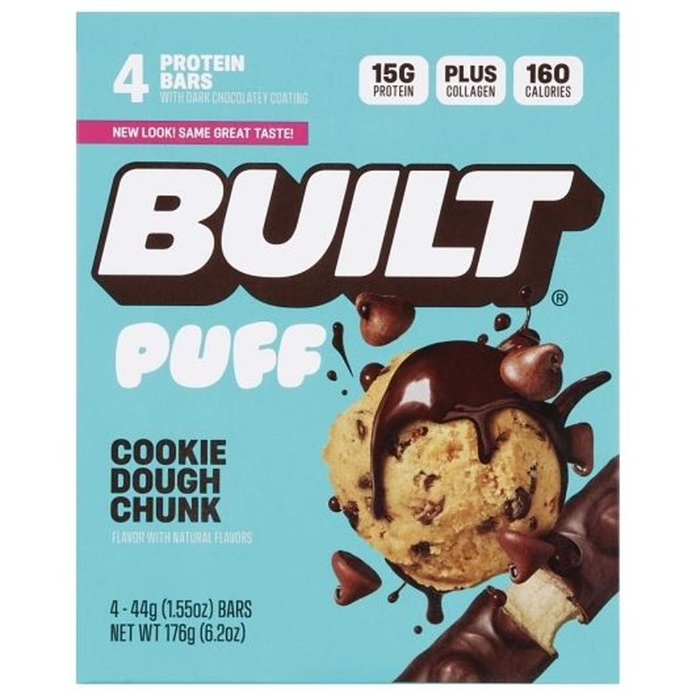 Built Cookie Dough Chunk Puff Protein Candy Bar, 4 Count -- 6 Per Case