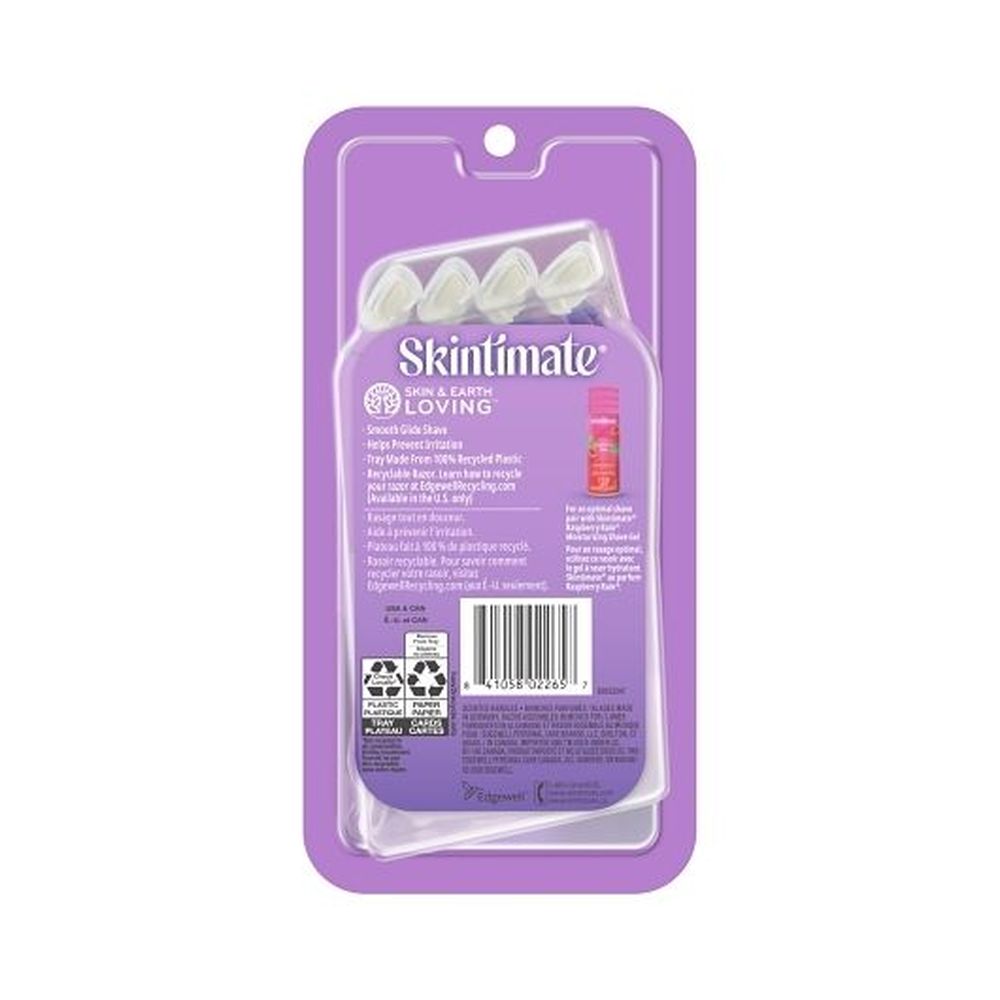 Skintimate Exotic Violet Blooms Disposable Razor For Women, 4 Count -- 12 Per Case