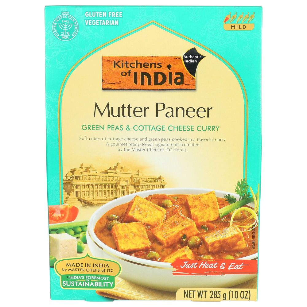 Kitchens Of India Green Peas And Cottage Cheese Curry Mutter Paneer, 10 Ounce -- 6 Per Case