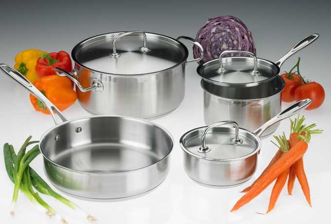 Winco Stainless Steel 7 Piece Cookware Set -- 2 Set Per Case
