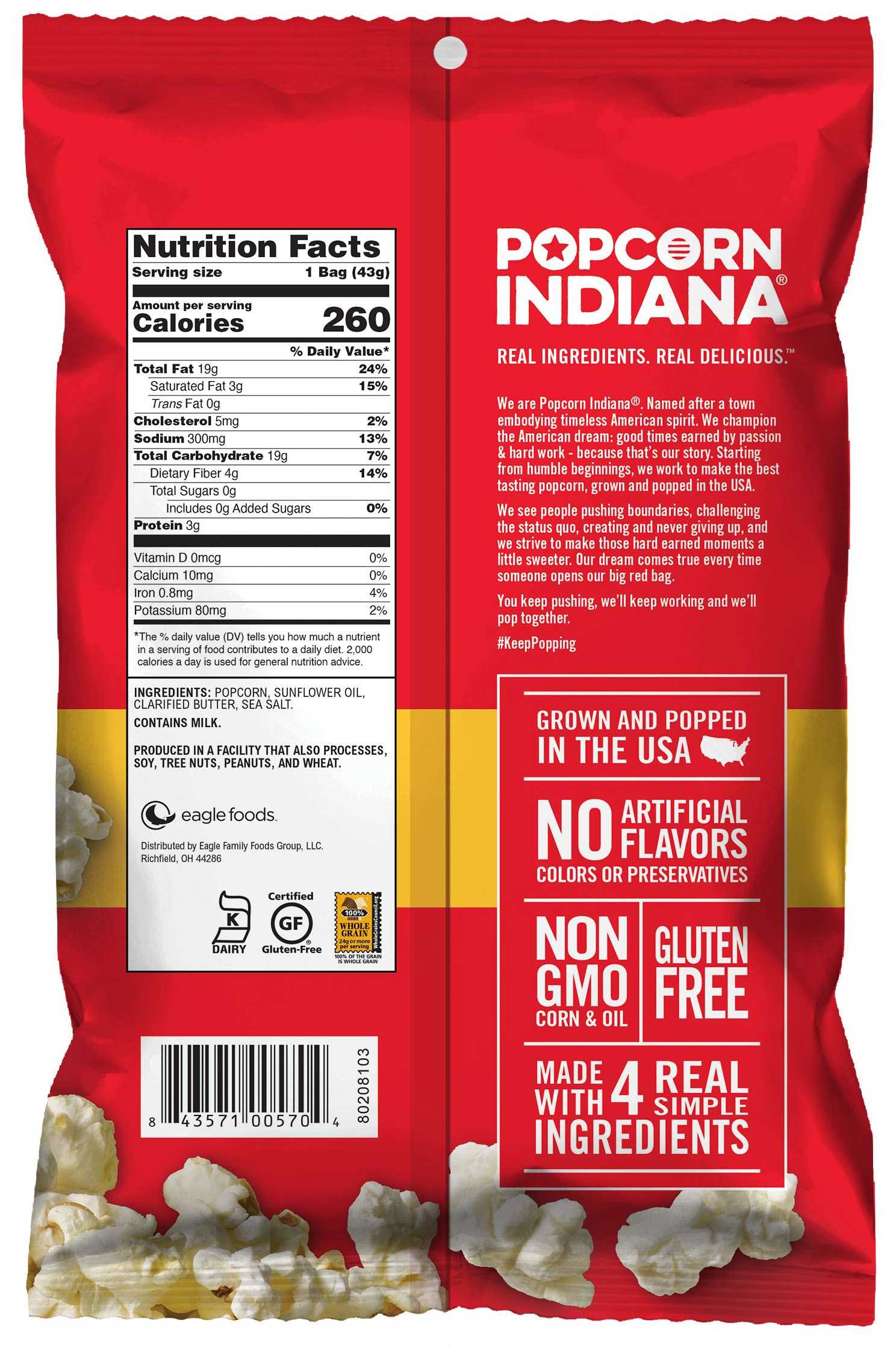 Popcorn Indiana Original Movie Theater Crispy Crunch Popcorn, 1.5 Ounce -- 6 Per Case