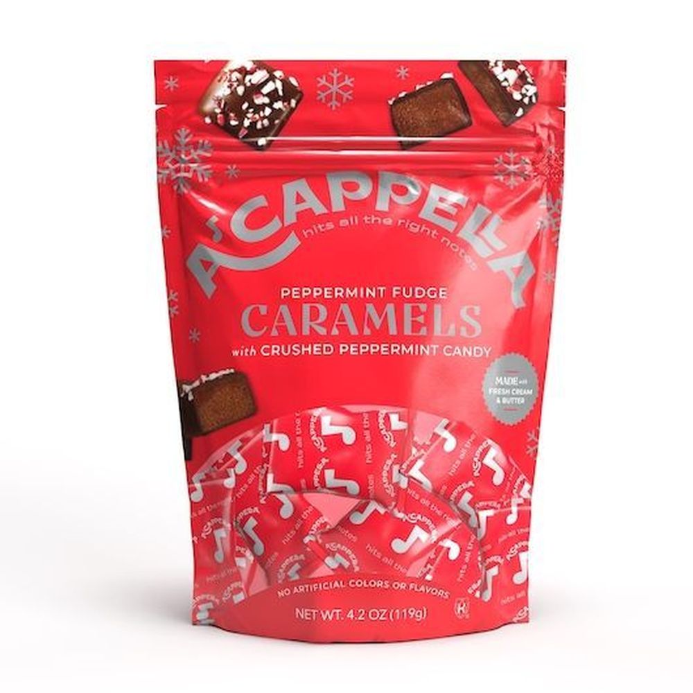 Acappella Peppermint Fudge Caramels With Crushed Peppermint Candy, 3.25 Ounce -- 6 Per Case