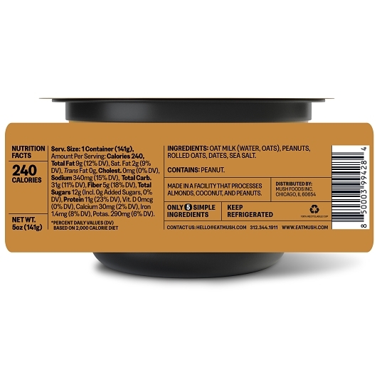 Mush Peanut Butter Overnight Oats, 5 Ounce -- 8 Per Case