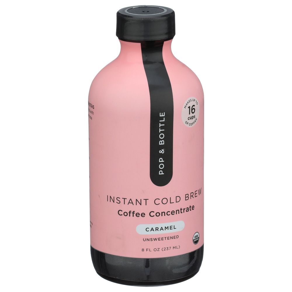 Pop And Bottle Organic Caramel Instant Cold Brew Super Coffee Concentrate, 8 Fluid Ounce -- 6 Per Case