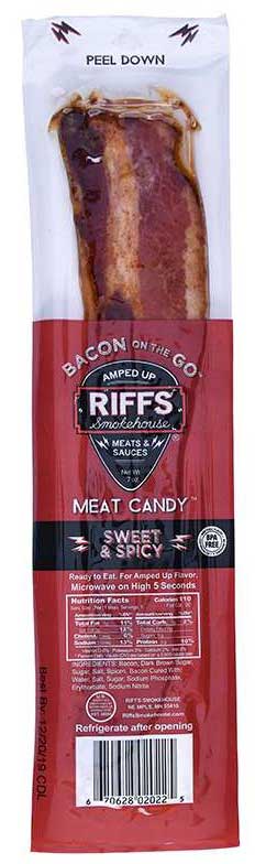 Riffs Smokehouse Bacon On The Go Sweet And Spicy Meat Candy, 0.7 Ounce -- 144 Per Case