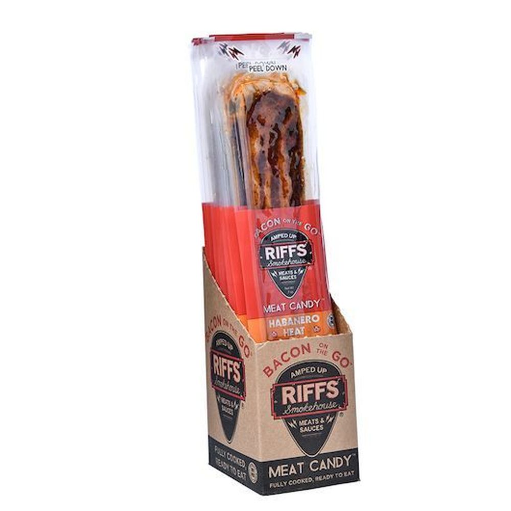Riffs Smokehouse Bacon On The Go Habanero Heat Meat Candy, 0.7 Ounce -- 144 Per Case