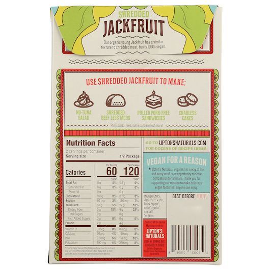 Upton's Naturals Lightly Seasoned Shredded Jackfruit, 7 Ounce -- 6 Per Case