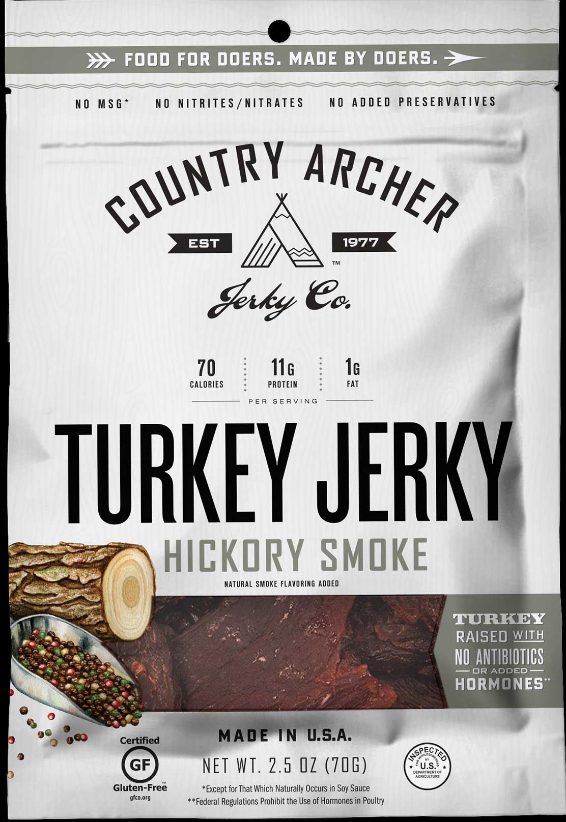 Archer Meat Snacks Hickory Smoked Turkey Jerky, 2.5 Ounce -- 12 Per Case
