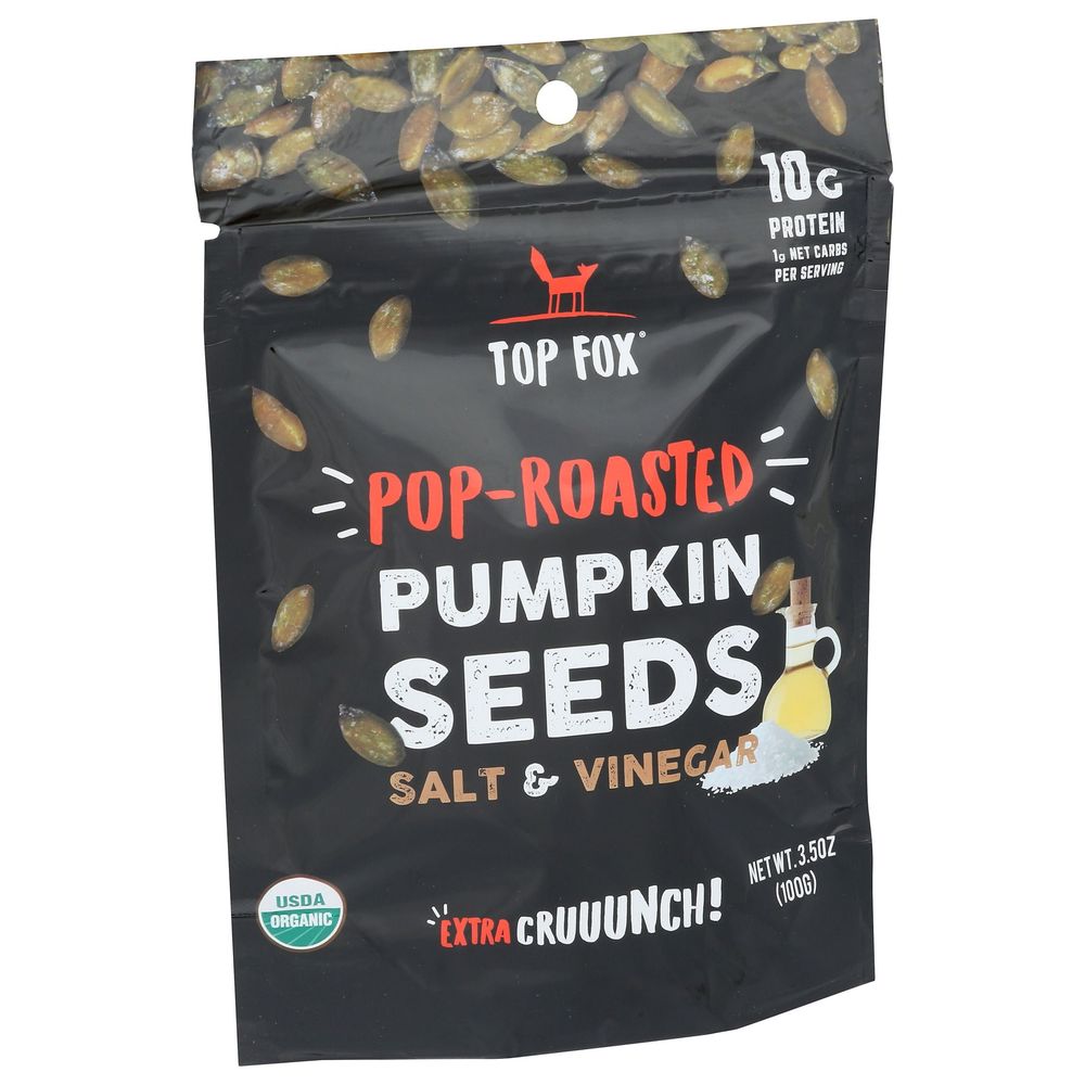 Top Fox Salt And Vinegar Pop Roasted Pumpkin Seeds, 3.5 Ounce -- 6 Per Case