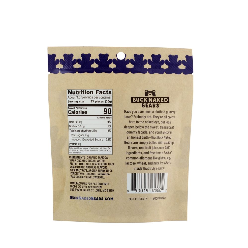 Buck Naked Blackberry Aronia Berry Gummy Bears, 3.5 Ounce -- 12 Per Case