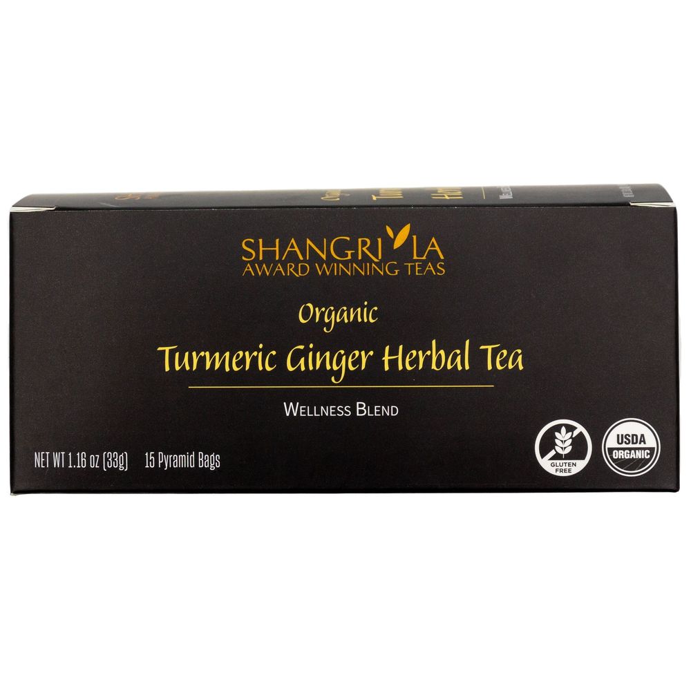 Shangri La Organic Wellness Turmeric Ginger Tea, 15 Count -- 2 Per Case