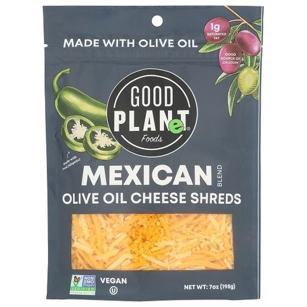 Good Planet Foods Mexican Blend Olive Oil Cheese Shreds, 7 Ounce -- 7 Per Case