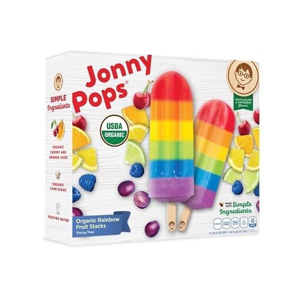 Jonnypops Organic Rainbow Fruit Stacks Pop, 8 Count -- 6 Per Case