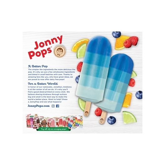 Jonnypops Organic Blue Wave Pops, 8 Count -- 6 Per Case
