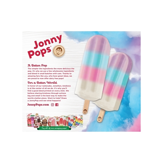 Jonnypops Organic Cotton Candy Cloud Pops, 8 Count -- 6 Per Case
