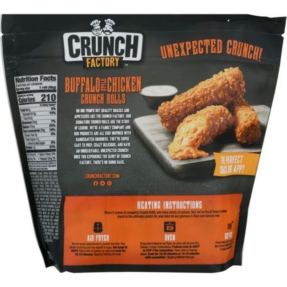 Crunch Factory Buffalo Style Chicken And Cheeses Crunch Rolls, 6 Count -- 8 Per Case