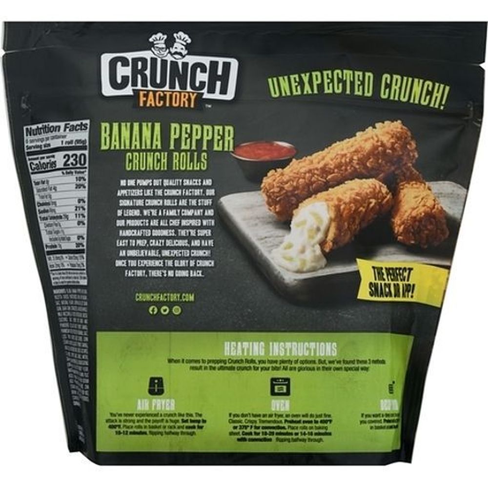 Crunch Factory Banana Pepper Crunch Rolls with 4 Premium Cheese, 6 count -- 8 per case