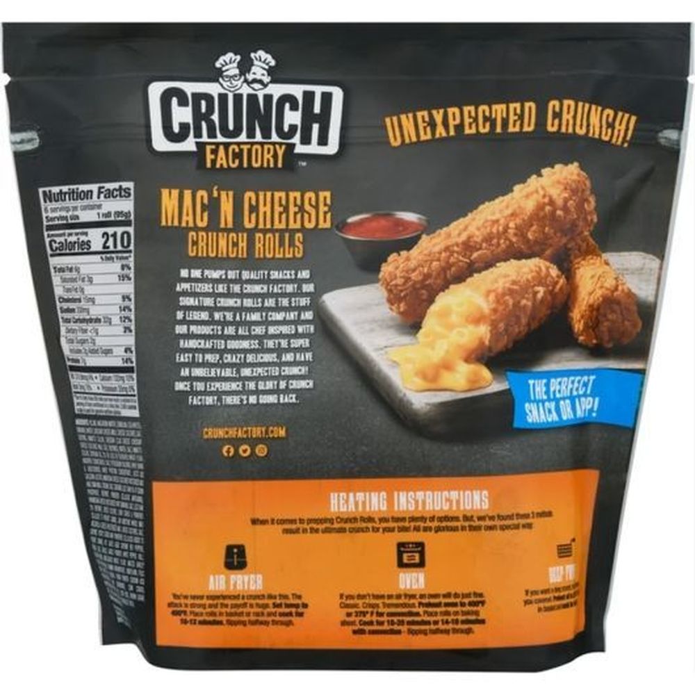 Crunch Factory Four Cheese Macaroni And Cheese Crunch Rolls, 6 Count -- 8 Per Case