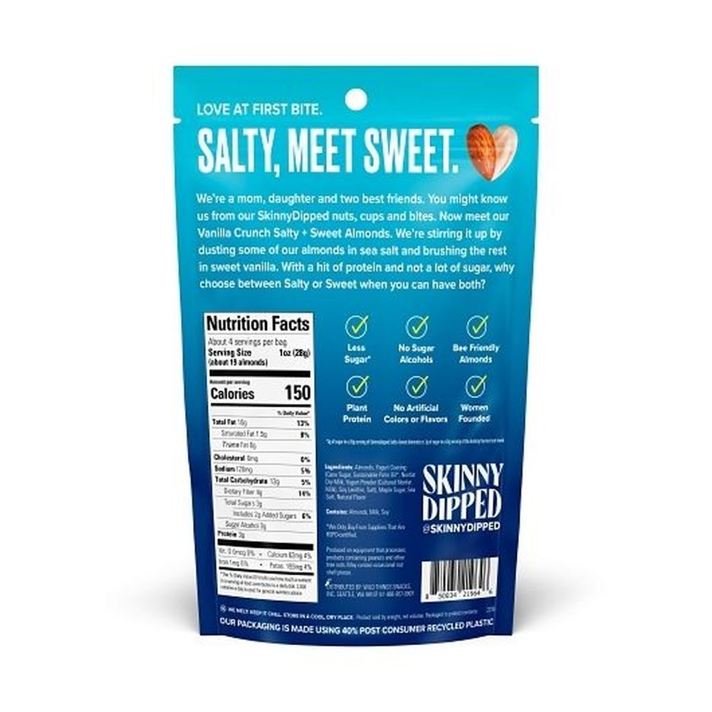 Skinny Dipped Vanilla Crunch Salty And Sweet Almonds, 4 Ounce -- 10 Per Case