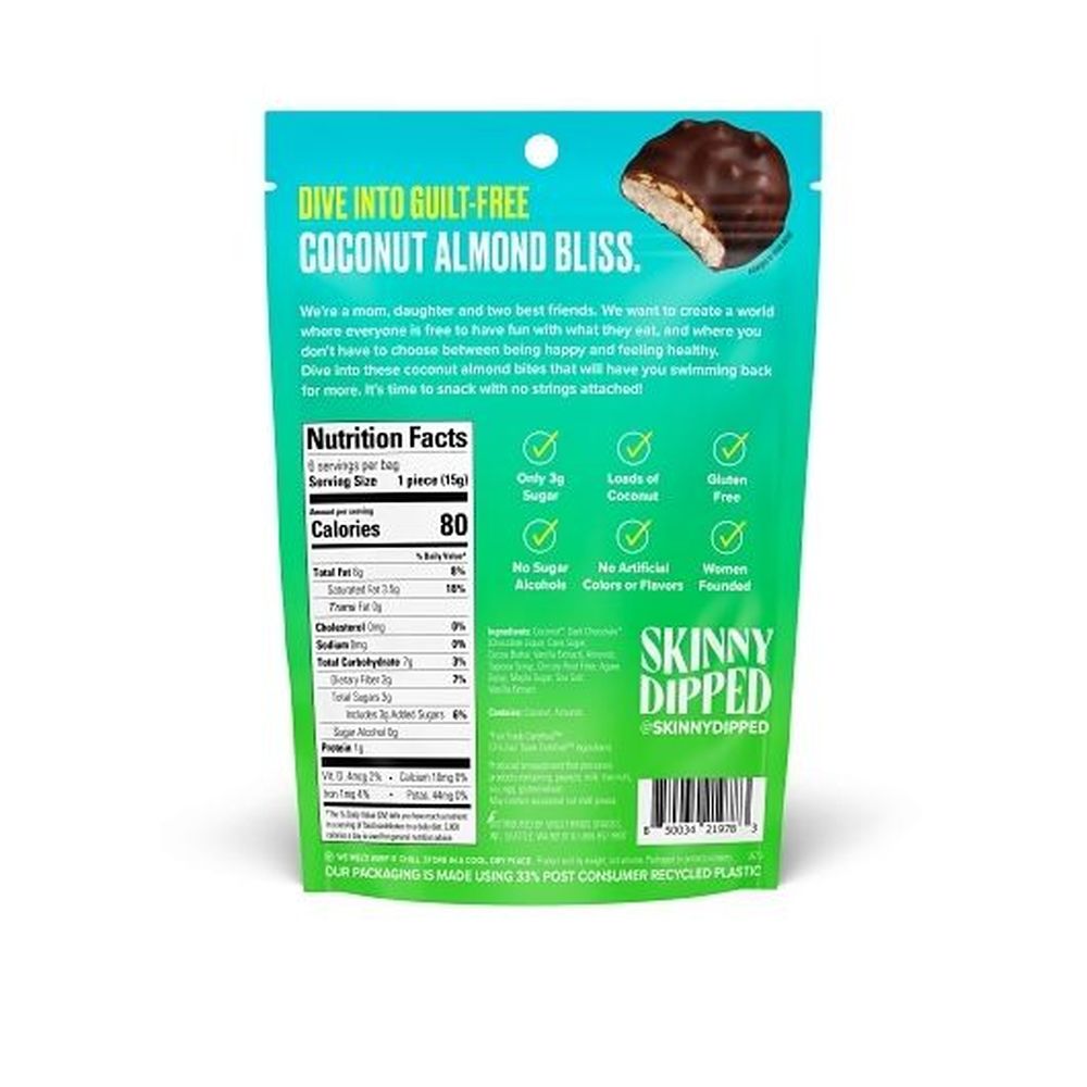 Skinny Dipped Dark Chocolate Coconut Bites, 3.17 Ounce -- 10 Per Case