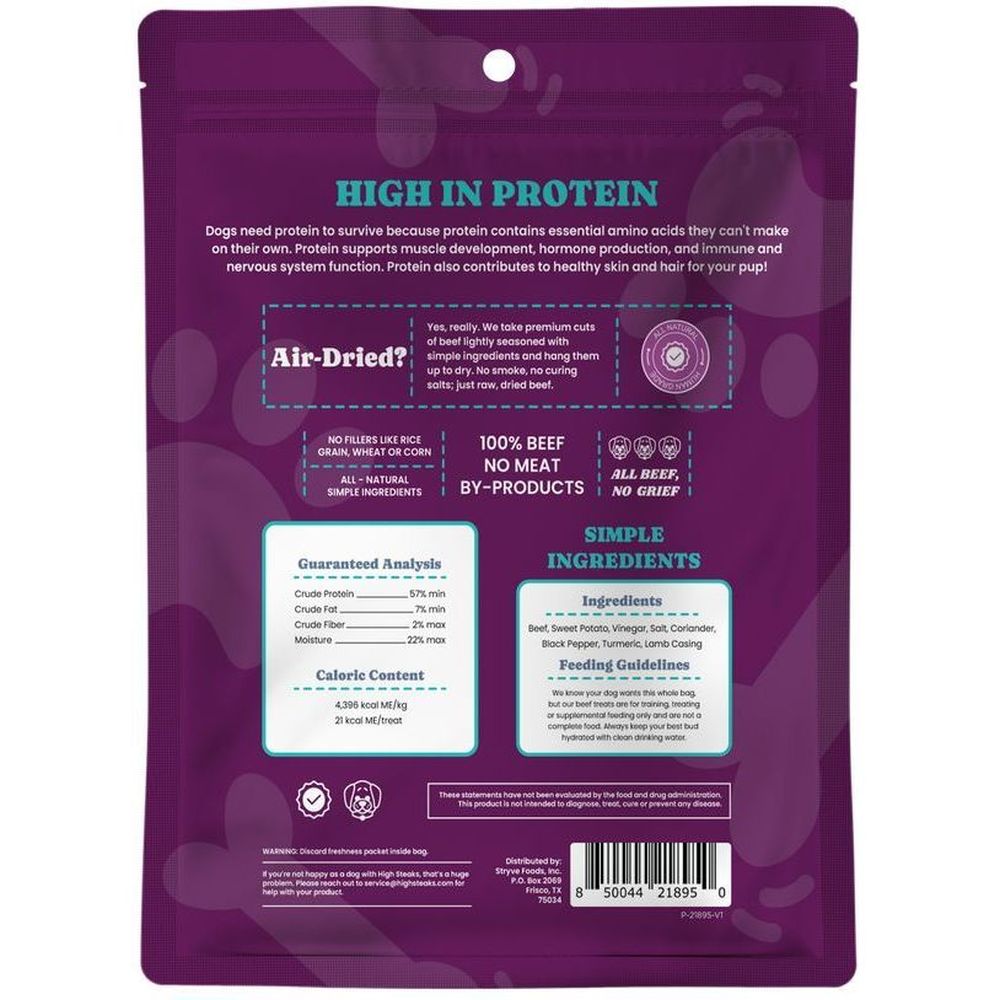 High Steaks Beef And Sweet Potato Pet Treats, 2.25 Ounce -- 8 Per Case