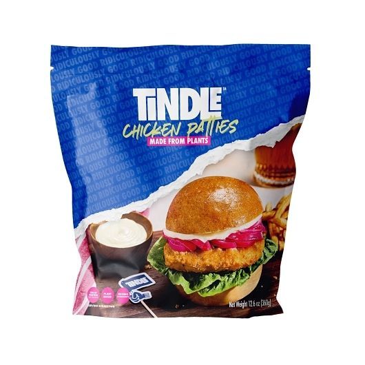 Tindle Plant Based Chicken Patties, 3 Count -- 6 Per Case