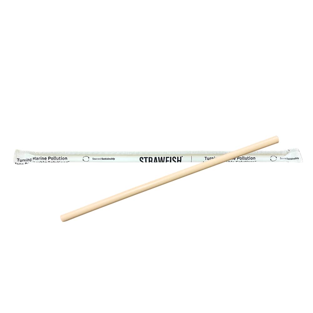 Strawfish Natural Giant Wrapped Biodegradable Straw, 7.75 Inch 8mm -- 5000 Per Case