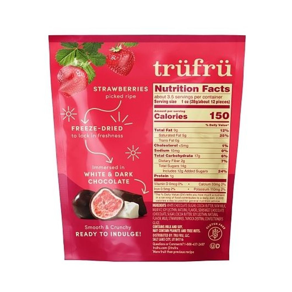 Tru Fru Hyper Dried Grab Go Dried Strawberries In White And Dark Chocolate, 3.4 Ounce -- 6 Per Case