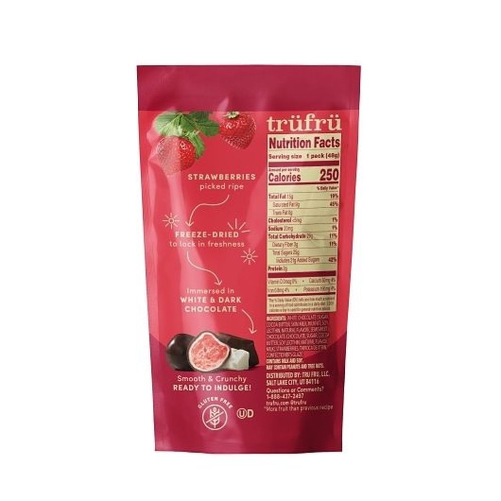 Tru Fru Hyper Dried Grab Go Strawberries In White And Dark Chocolate, 1.7 Ounce -- 12 Per Case
