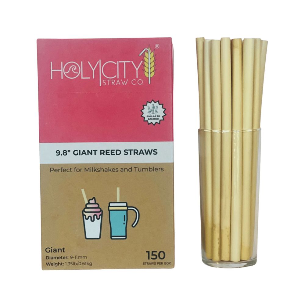 Brown Straw Reed Holy City Straw Company Giant Reed Straw, 9.8 inch -- 900 per case