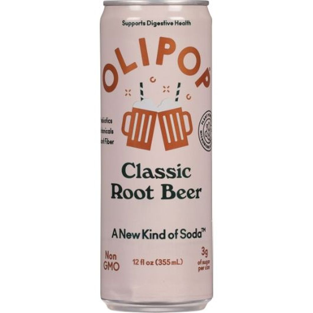 Olipop Classic Root Beer Prebiotic Soda, 12 Fluid Ounce -- 12 Per Case