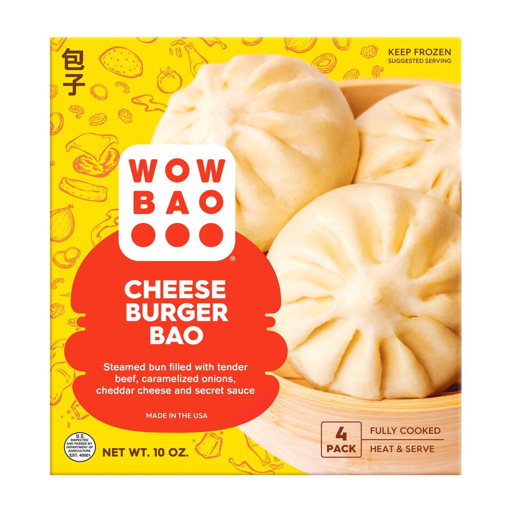 Wow Bao 10 Ounce Cheese Burger Bao, 4 Count -- 8 Per Case