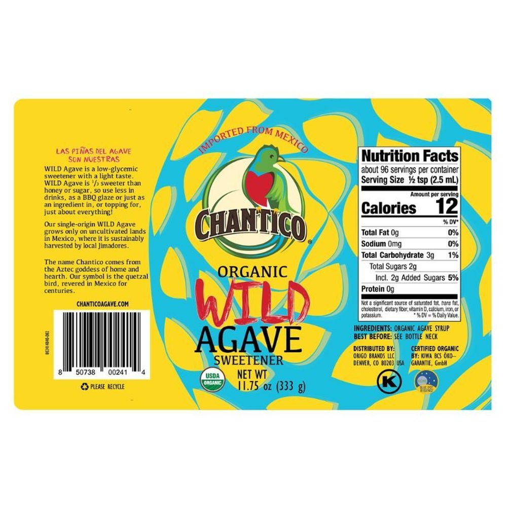 Chantico Organic Wild Agave Syrup, 11.75 Ounce -- 6 Per Case