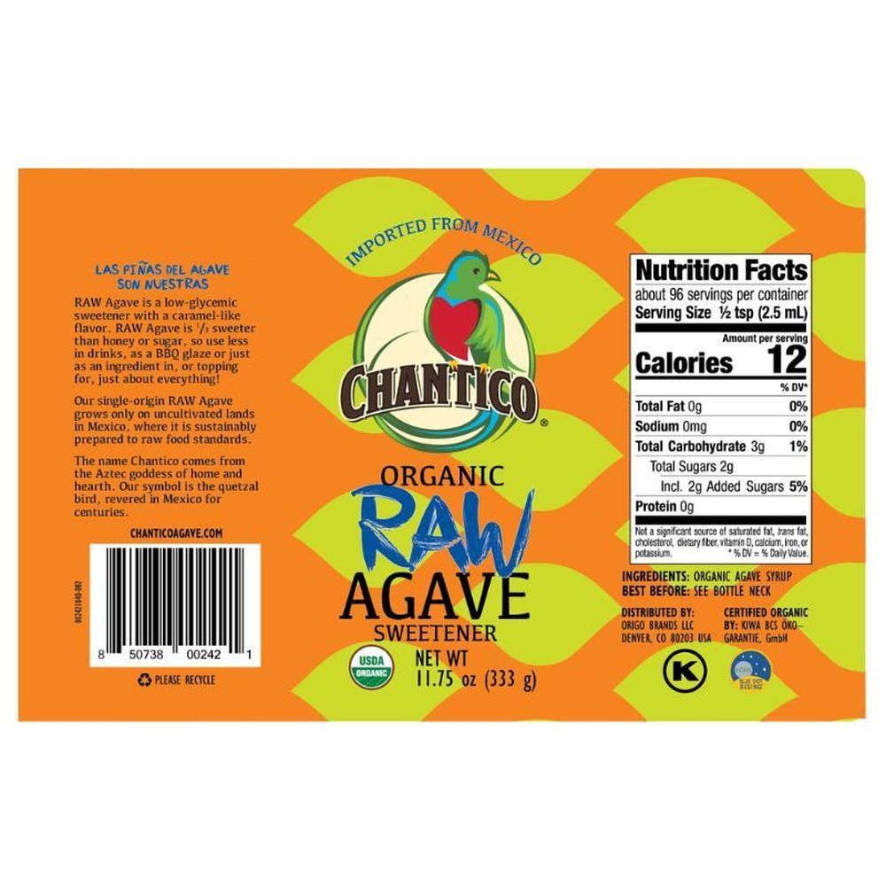 Chantico Organic Raw Agave Syrup, 11.75 Ounce -- 6 Per Case