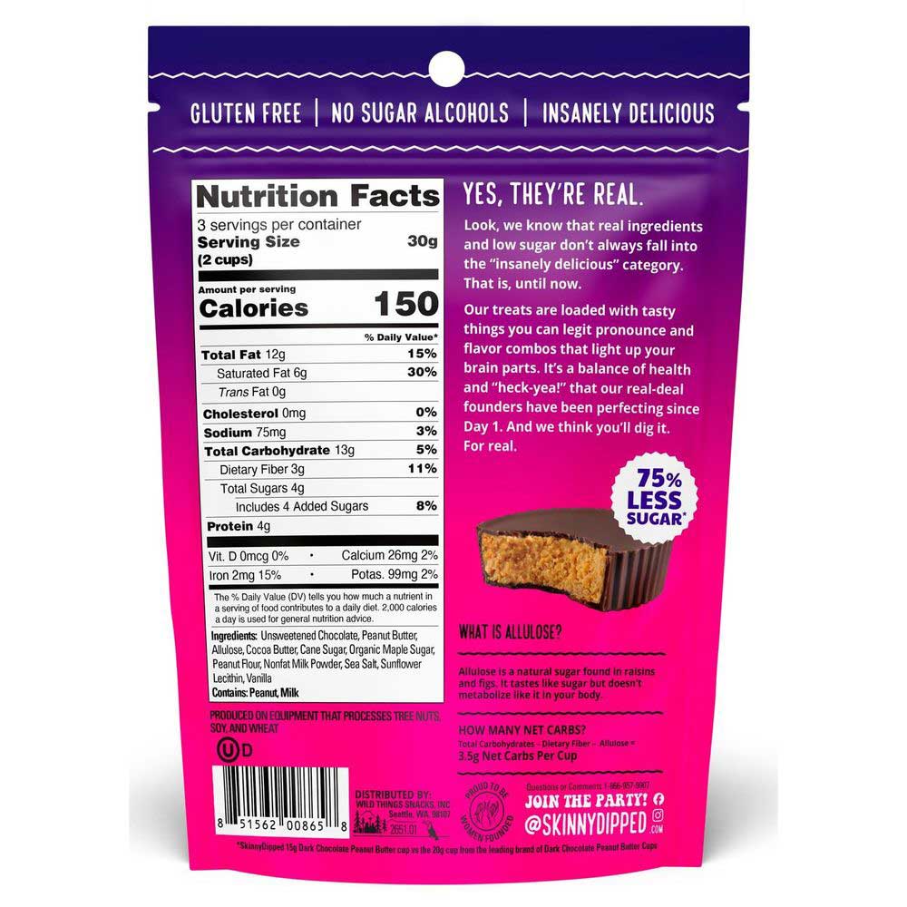 Skinny Dipped Dark Chocolate Peanut Butter Cup, 3.2 Ounce -- 10 Per Case