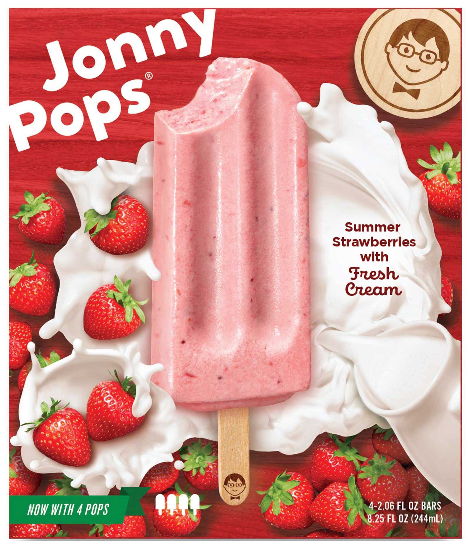 Jonnypops Strawberries And Creme Smoothie Pops, 2.06 Fluid Ounce, 4 Count -- 6 Per Case