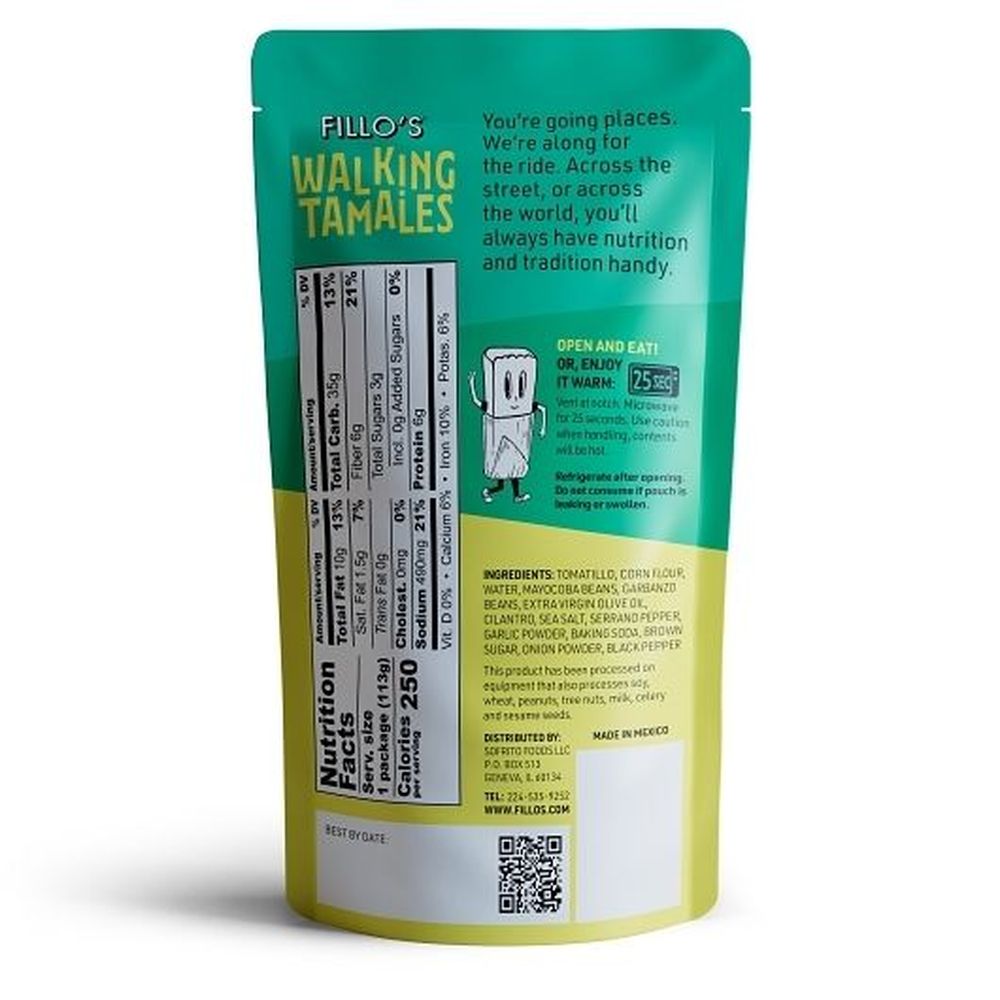Fillo's Bean And Salsa Verde Tamales, 4 Ounce -- 10 Per Case